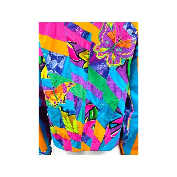 90s Patchwork Colorful Jacket / Butterflies / Int… - image 7