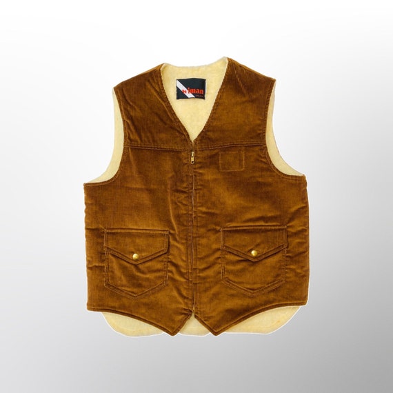 70s Wiman Corduroy Shearling Vest / Vintage 70s /… - image 1