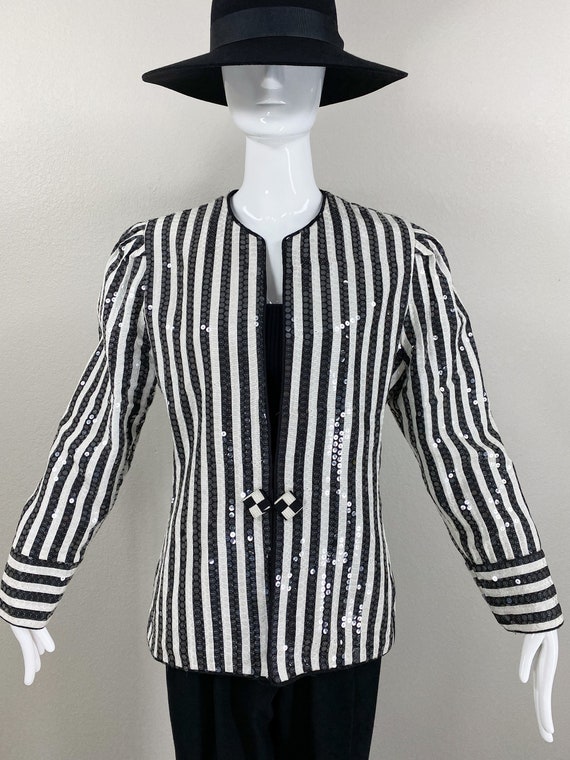 Striped Sequin Statement Jacket / Vintage 80s / P… - image 2