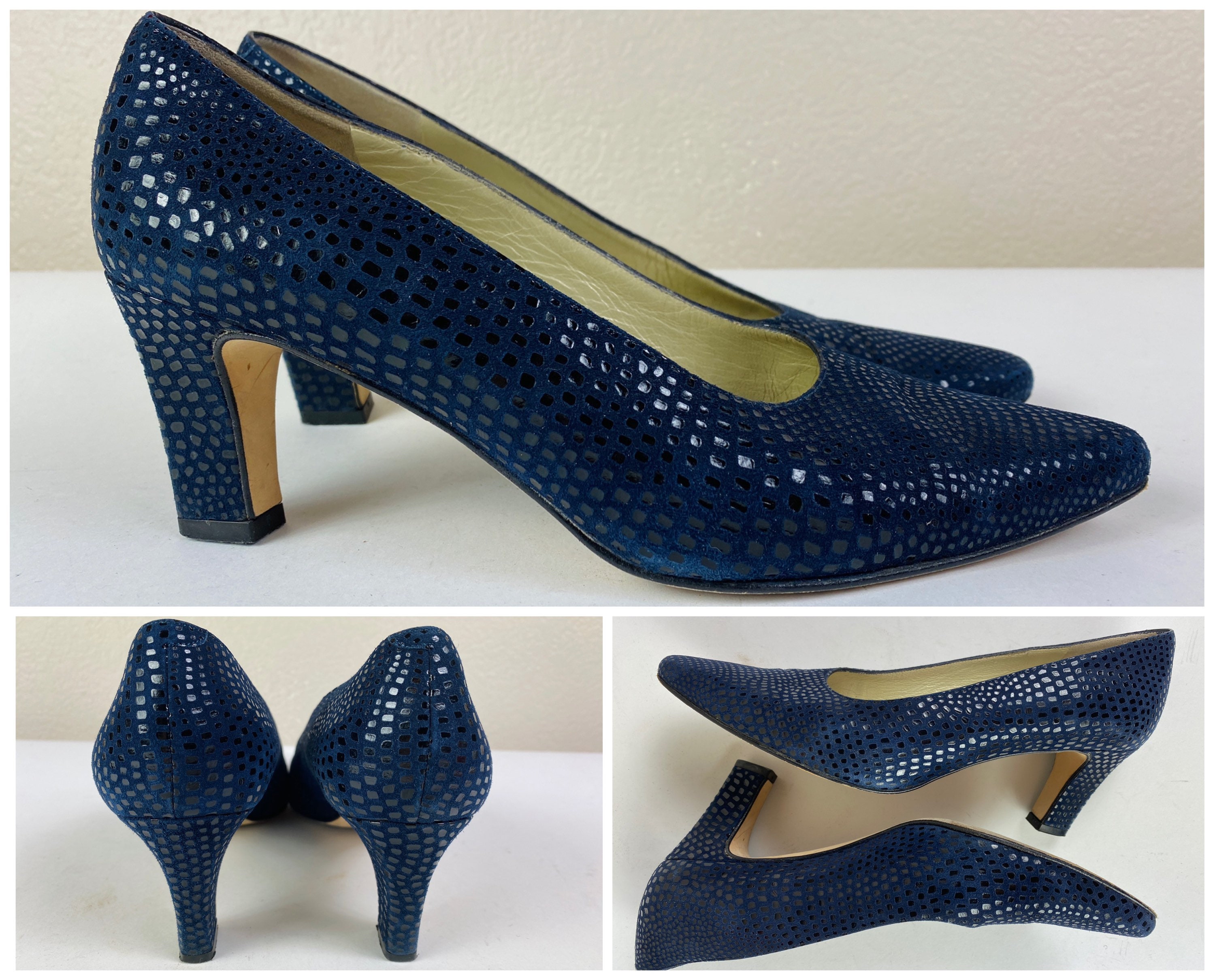 7.5N Nordstrom Classiques Entier Navy Heels // Italian Leather - Etsy