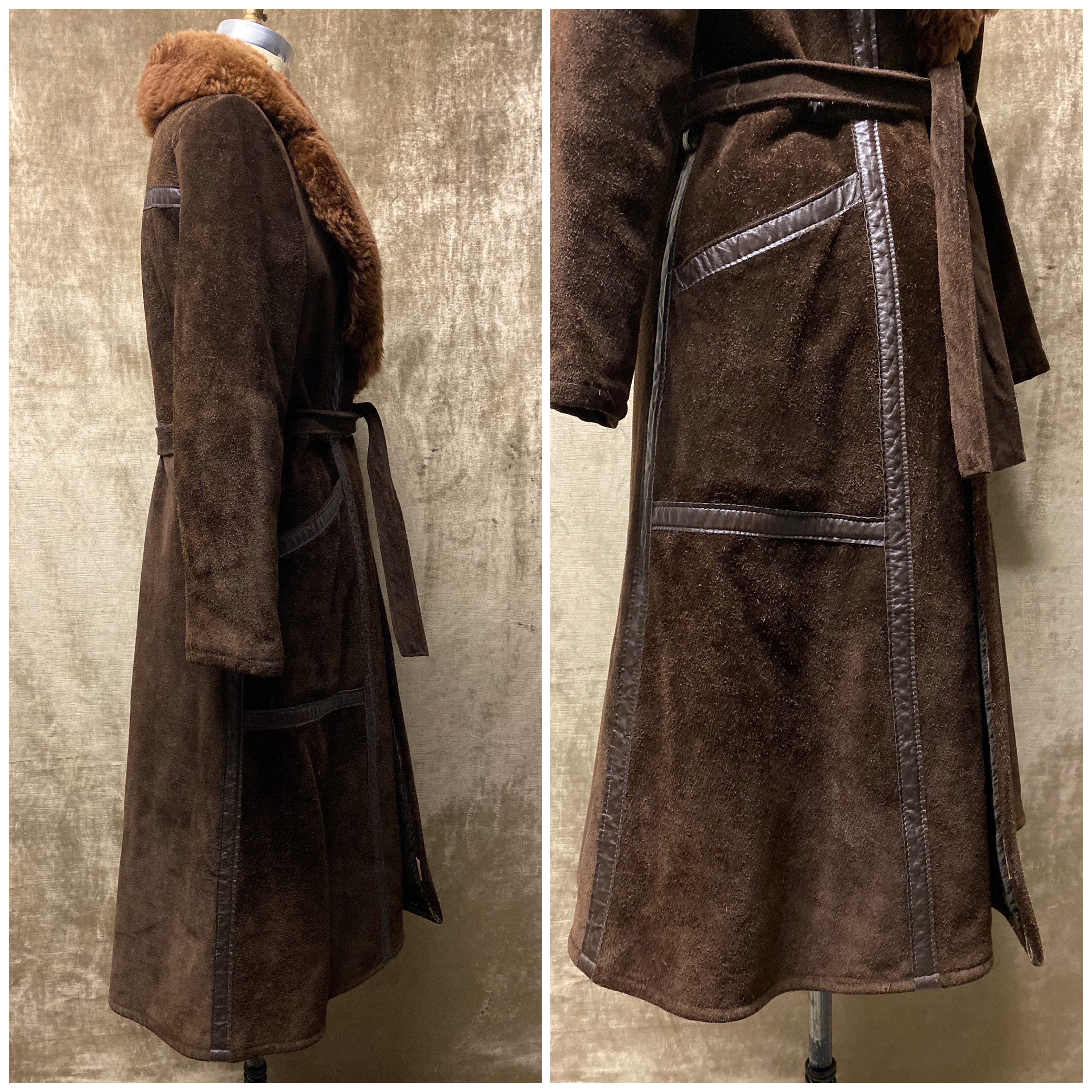 【70s】Euro Vintage Ethnic Suede Coat Vintage French 60's 100% Lined Suede Jacket Blazer M/L