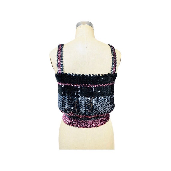 Vintage 70s Sequin Crop Top / Party / Disco / Pin… - image 5