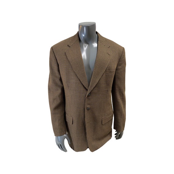Vintage 90s Givenchy Sport Coat Blazer / Houndstooth / Brown Black / Traditional / Designer / Classic / Chest 46