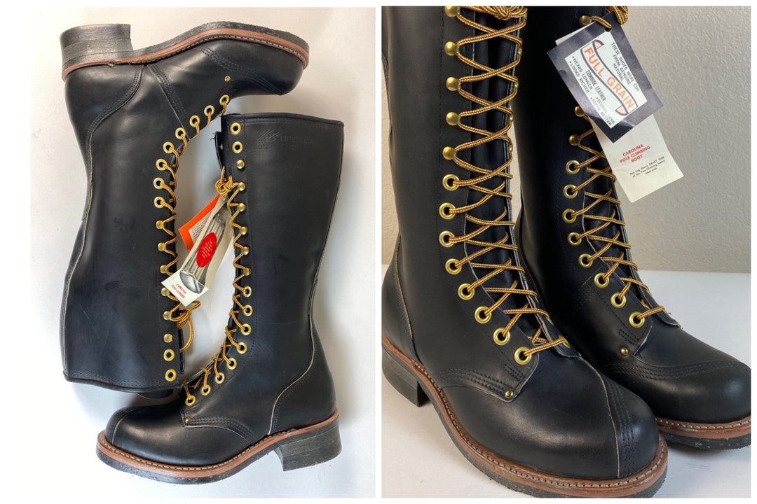MENS Sz 8 Vintage 60s70s Carolina Pole Climbing Boot // 16 Linesman