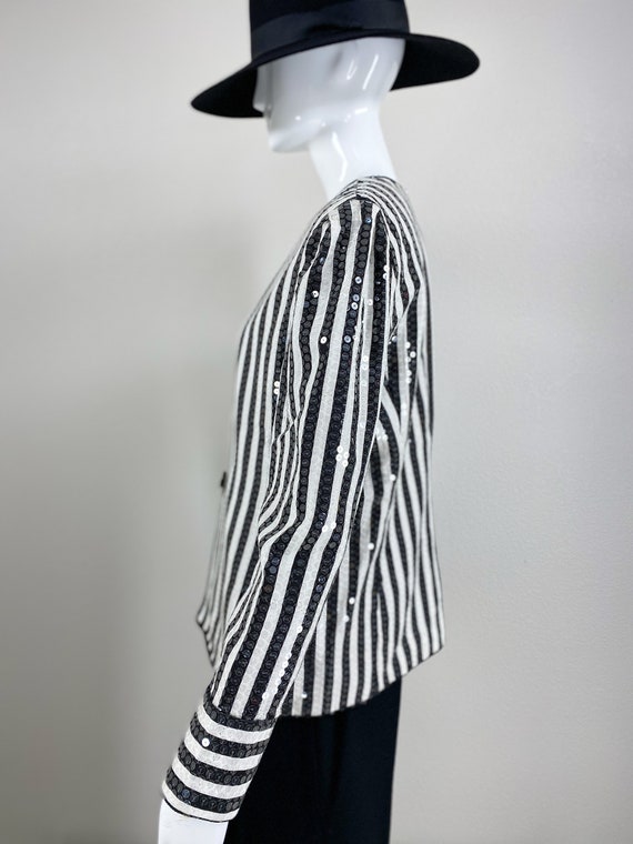 Striped Sequin Statement Jacket / Vintage 80s / P… - image 5