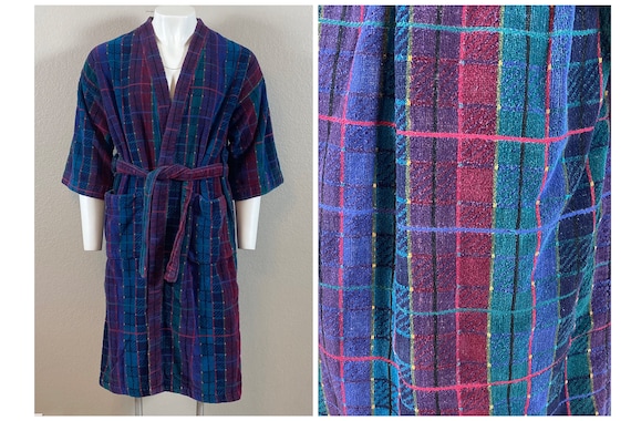 Vintage 80s Terry Cloth Robe // Bath Robe // Pocke
