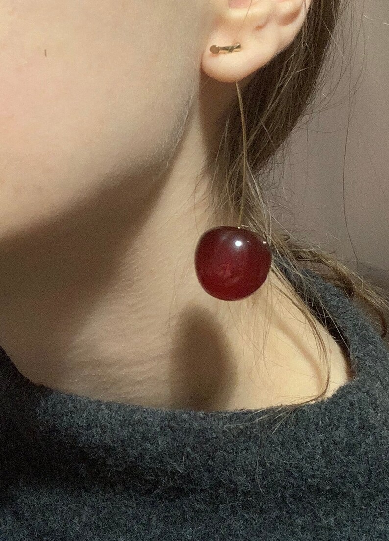 Cherry Earrings,Elegant Designer Fruit Earrings,burgundy earrings