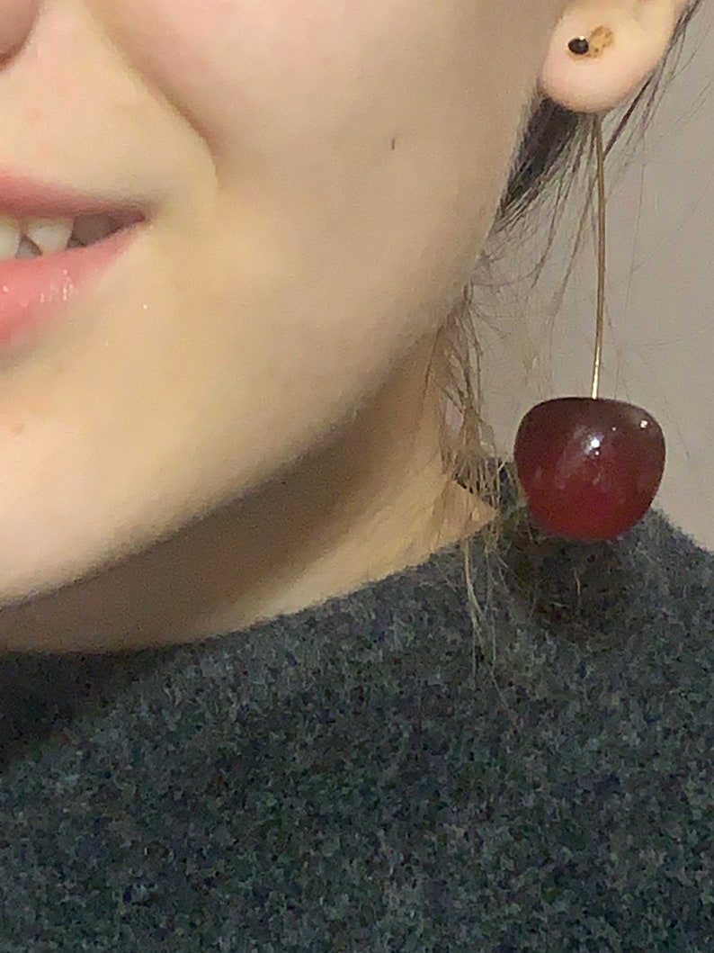 Cherry Earrings,Elegant Designer Fruit Earrings,burgundy earrings