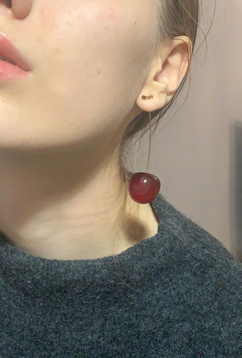 Cherry Earrings,Elegant Designer Fruit Earrings,burgundy earrings