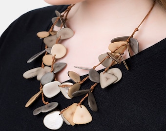 Neutral Colours, Handmade Tagua Necklace, Tagua Collection, Light Necklace Design, Statement Piece,