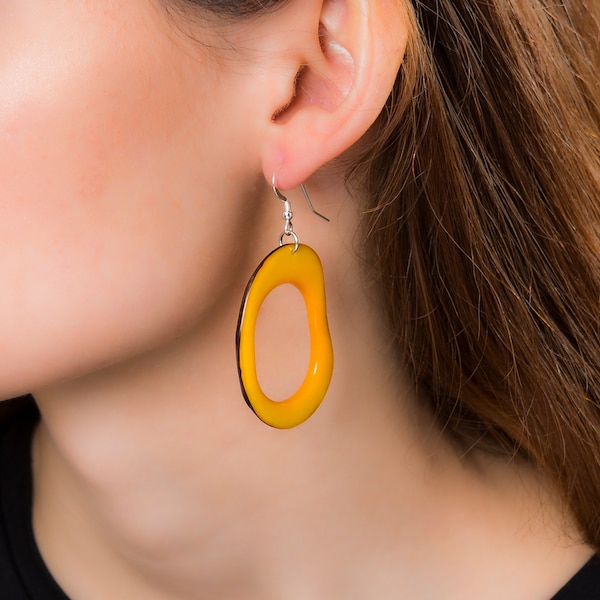 Tagua Nut Loop Earrings - Colourful Earrings - Ethical Jewellery - Vegetable Ivory