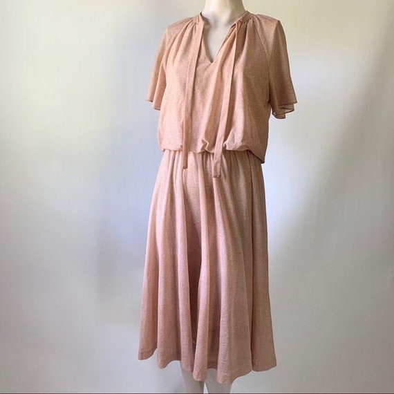 Sue Brett Flutter Sleeve Dress w/ Cinched Waist