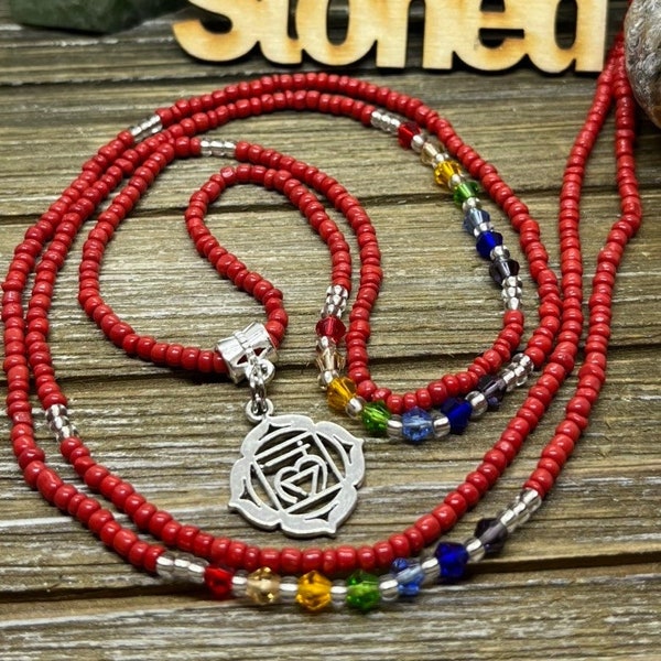 Root (red) chakra waist bead - tie on waist bead- removeable waist bead- root chakra charm
