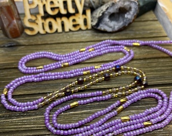 Purple waist bead- Love Spell- Tie on - removable - plus sizes- gifts -