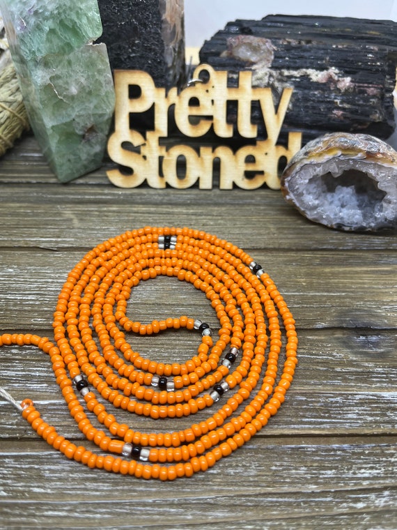 Orange Sacral Chakra Tie on African Waist Beads Glow in the Dark removeable Stretch Cord Etsy