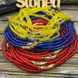Colorful Tie-On Waist Beads  - African Waist Beads -Weight Loss - Belly Chain - Permanent Tie one - permanent waist beads- Black Owned