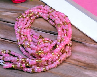 Pink African Waist Bead- Tie on - removable - gifts on sale