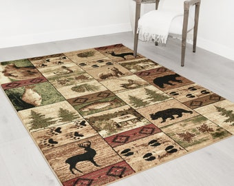Good Looking cabin themed rugs Lodge Area Rug Etsy Good Looking cabin themed rugs Lodge Area Rug Etsy