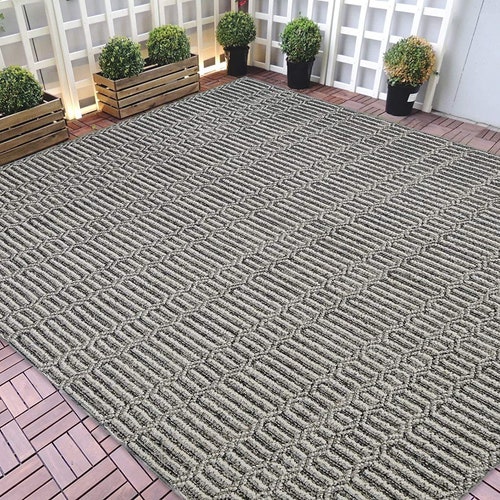 Indoor Outdoor Rugs 5x7 Moroccan Pattern Gray Outdoor Etsy