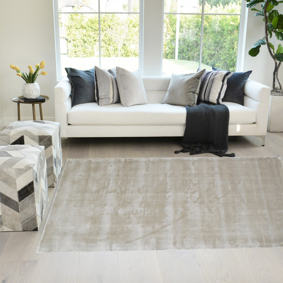 Silver Color Rugs Tencel Ultrasoft Hand Knotted in India Etsy