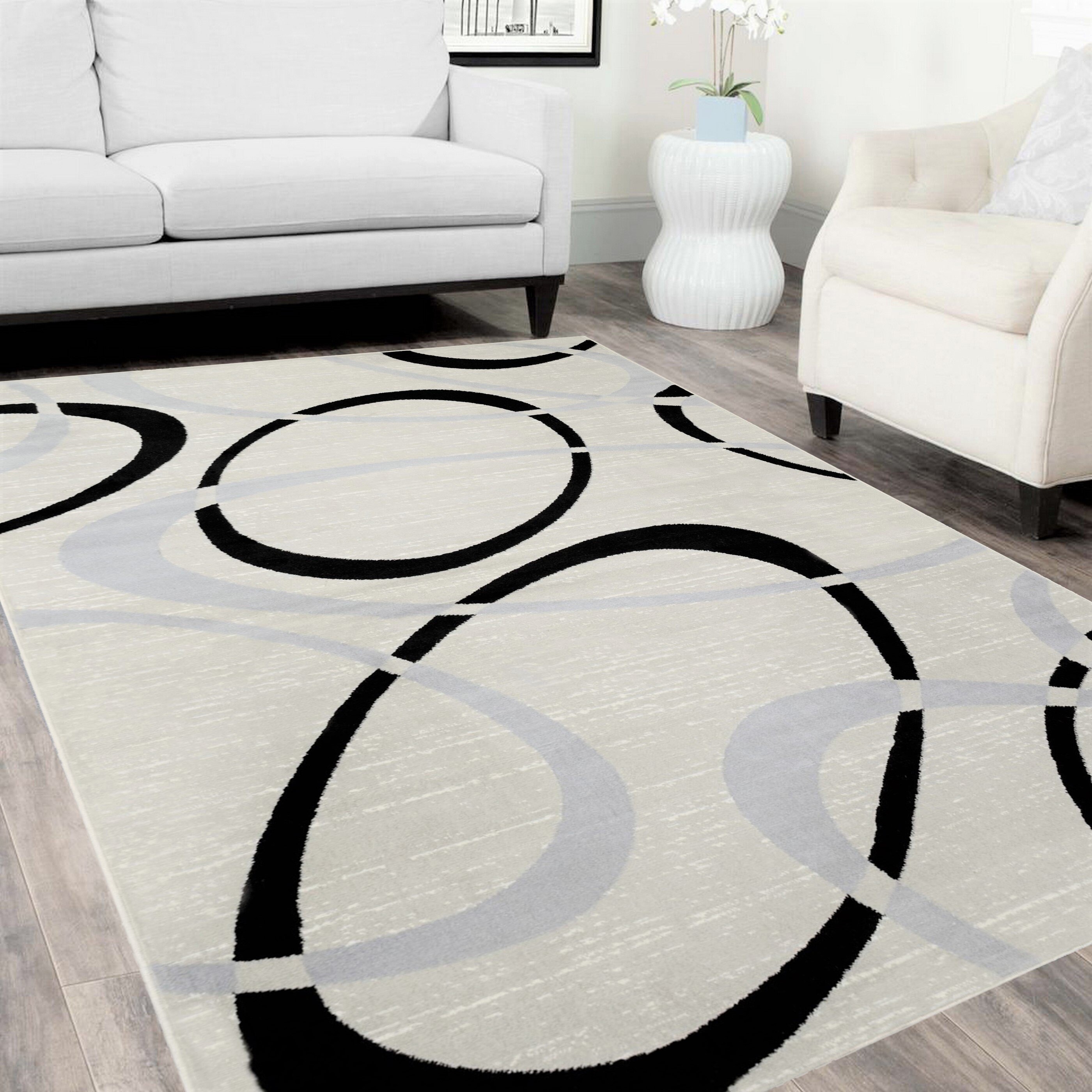 Modern Oval Pattern Soft Touch Rug 5x7 Area Rugs Black and Etsy
