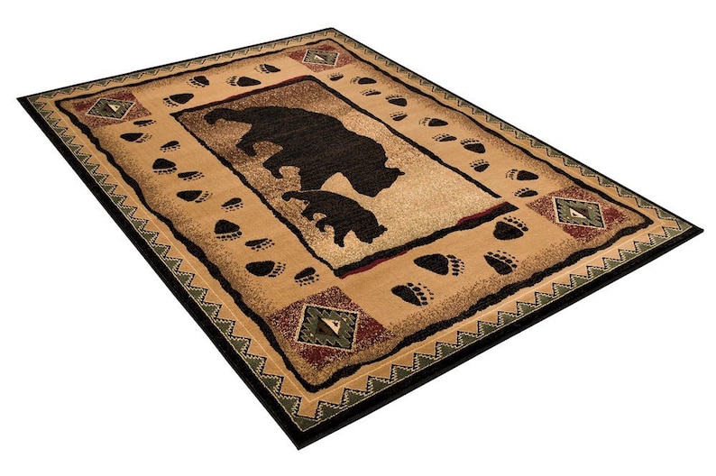 Lodge Cabin Nature and Animals Area Rug Geometric Design Etsy
