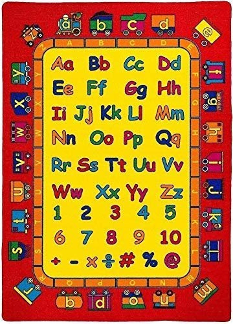 Kids Rugs Letters/numbers/math Etsy