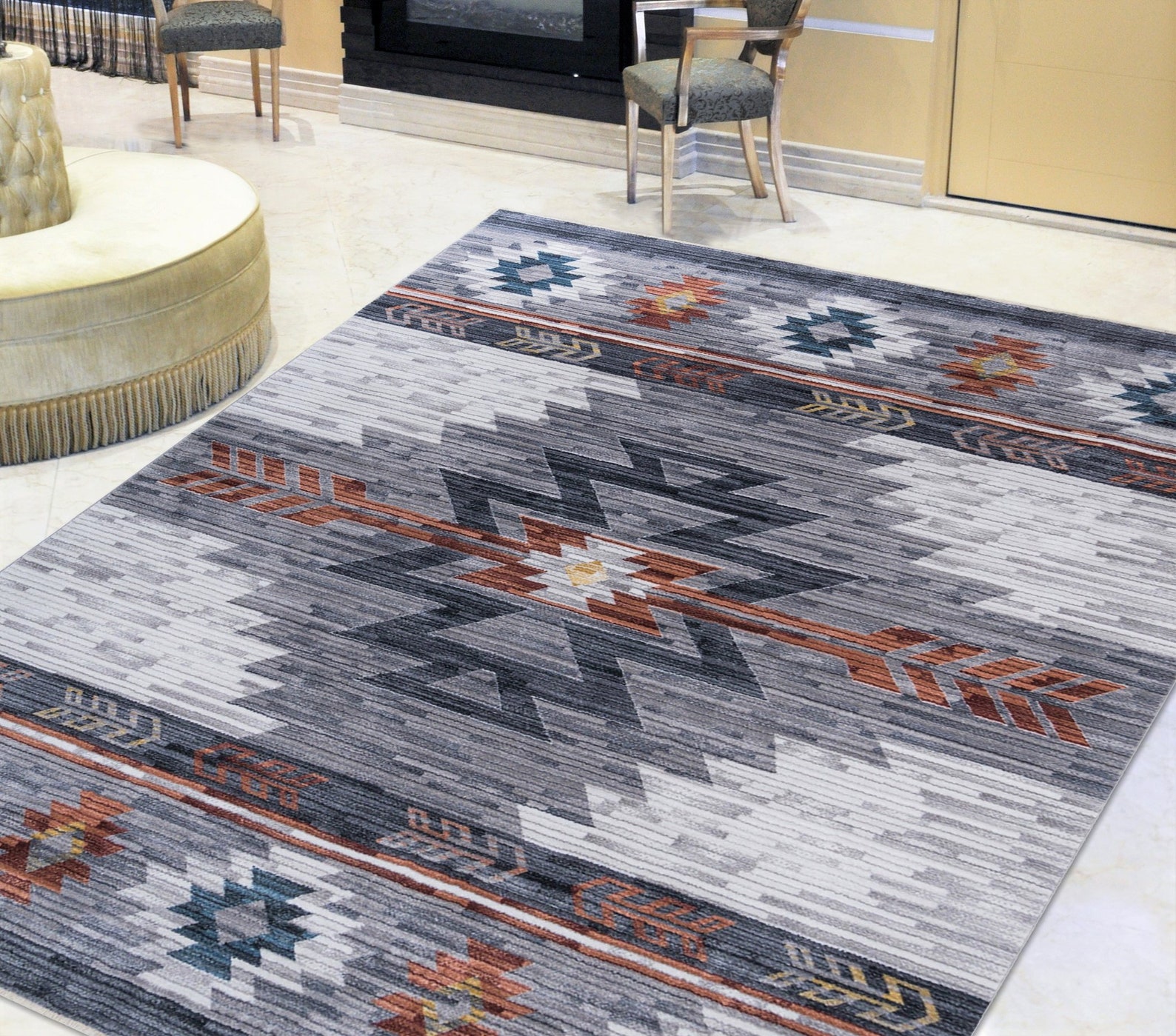 Southwestern 8x10 Rug Navajo Native American Inspired Modern Etsy