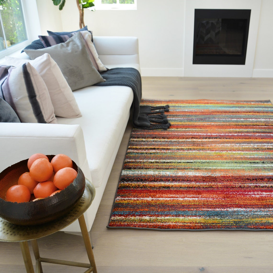 Colorful Rainbow Area Rug 5x7 Modern Rug for Living Room Décor Etsy