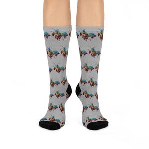 Mantis Shrimp Crew Socks | Fun Gift for Bee Lovers, Colorful Socks for Everyday, Cozy Indoor Socks, Unique Accessories, Birthday Gift