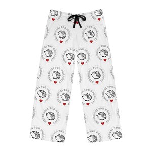 Cozy Hedgehog Love Pajama Pants, Lounge Trousers, Cute Sleepwear, Gift for Him, Valentines Day, Relaxing Nightwear