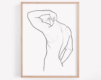 Man Back Drawing Etsy