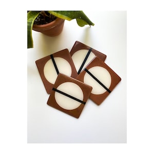 Concrete Coasters set of 4, Abstract Painting, Coasters for Housewarming, Mid Century Design, Concrete Tray, Mothers Day Gift