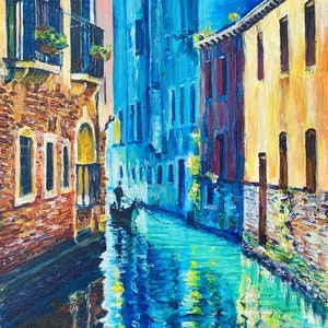 Original acrylic painting Canalezzo Venice cityscape