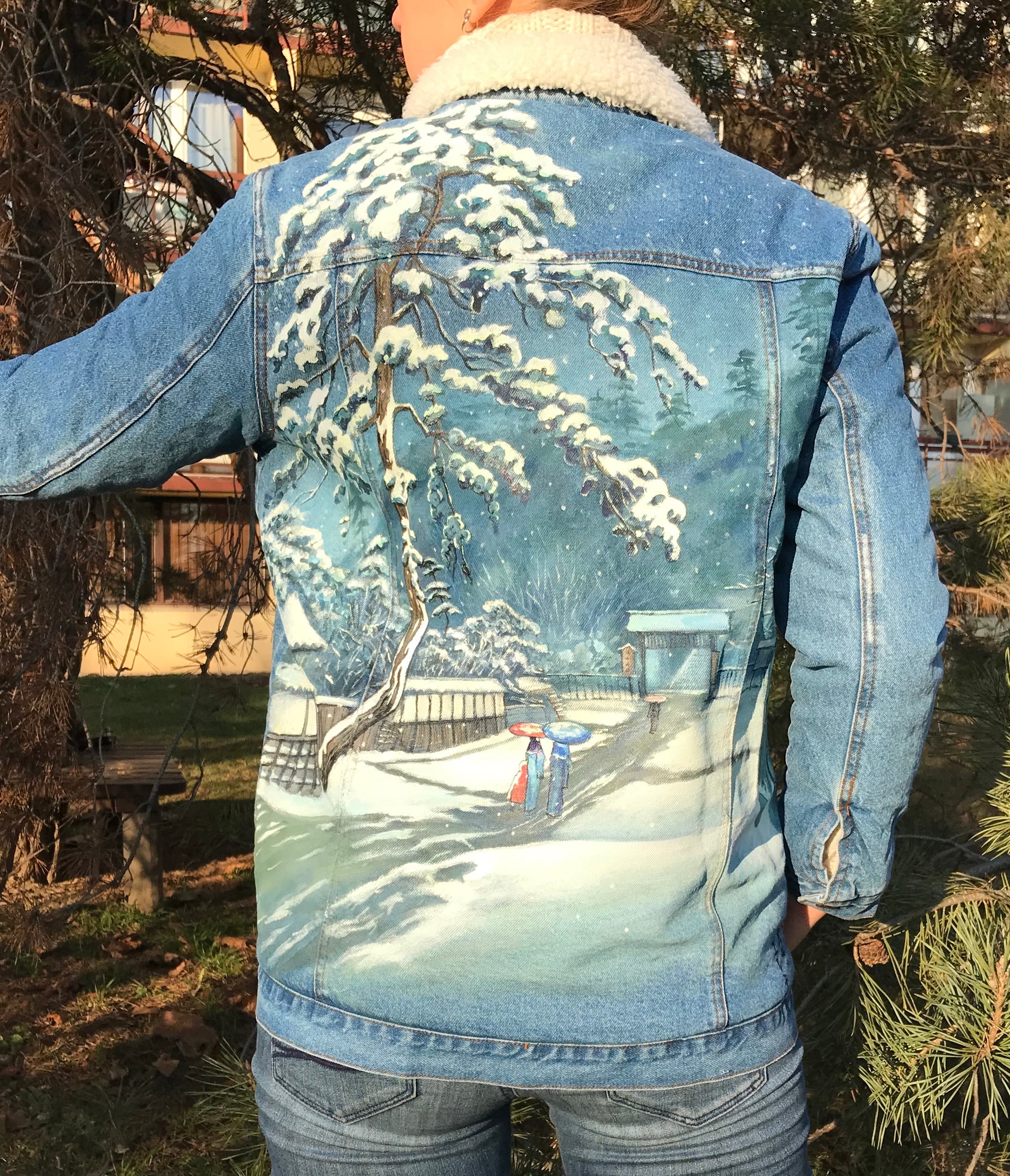 Custom Hand-painted Denim Jacket Japanese,kawase Hatsui - Etsy