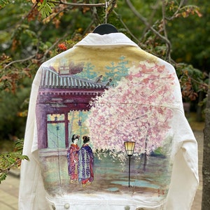 Custom Hand-painted denim jacket Japanese