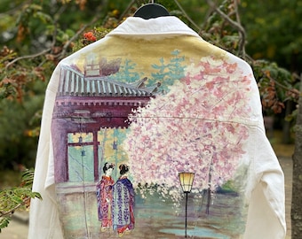 Custom Hand-painted denim jacket Japanese