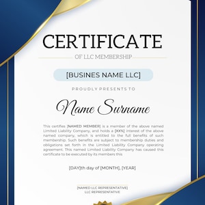 LLC Membership Certificate