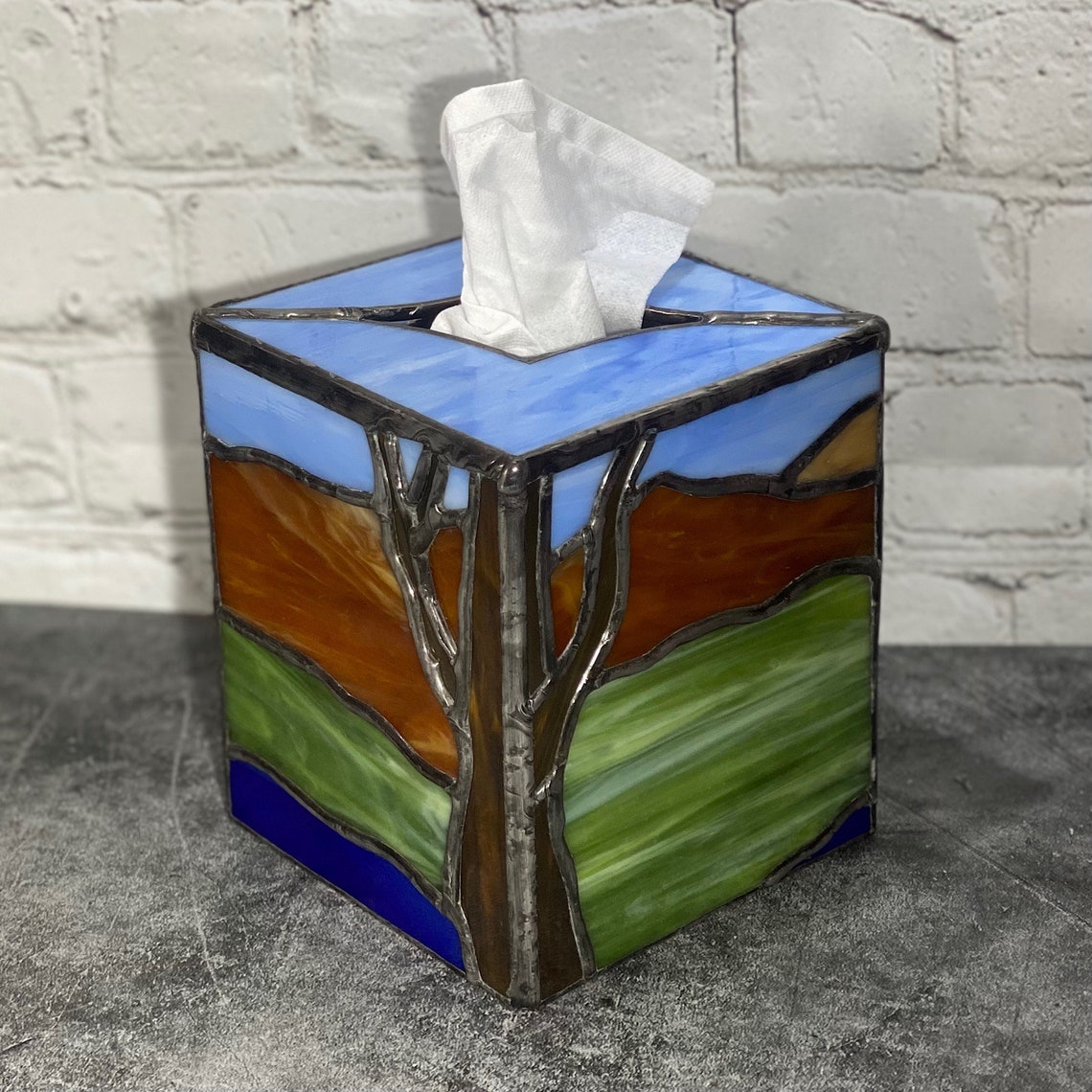 Handmade Cubed Stained Glass Tissue Box Cover 5H x Etsy