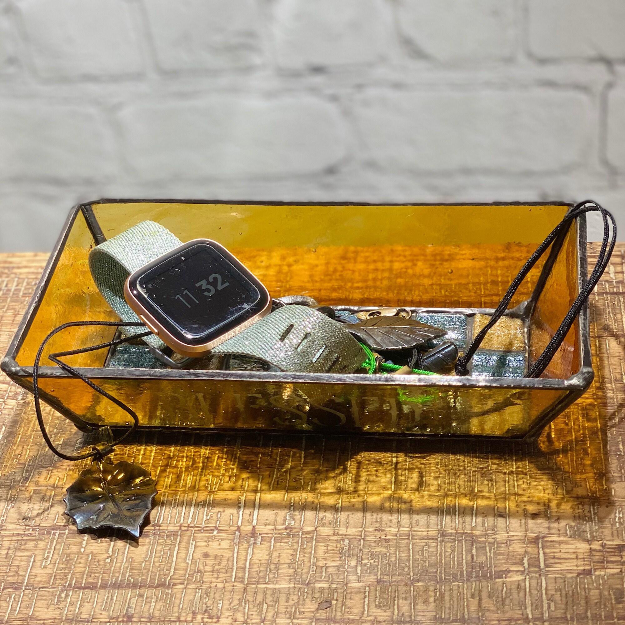 Handmade Stained Glass Dishrectangular Glass Bowlstained Etsy