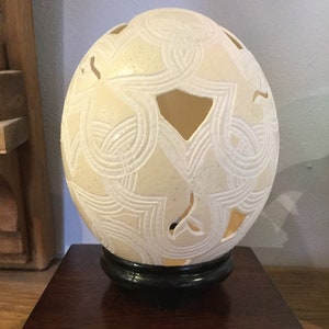 Davinici Doodle, carved Ostrich Egg sculpture