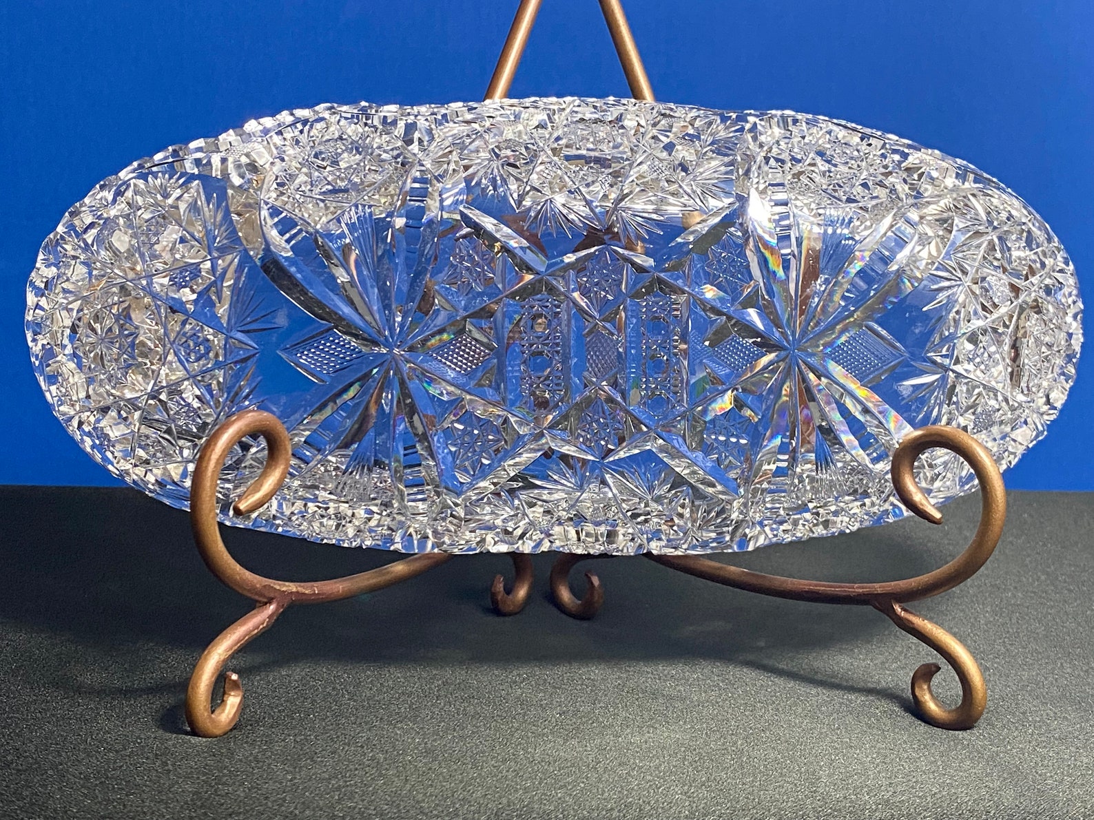 ABP Glass, American Brilliant Cut Glass Celery/relish Dish, ABP Cut