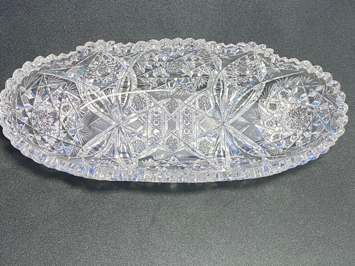 ABP Glass American Brilliant Cut Glass Celery/relish Dish Etsy