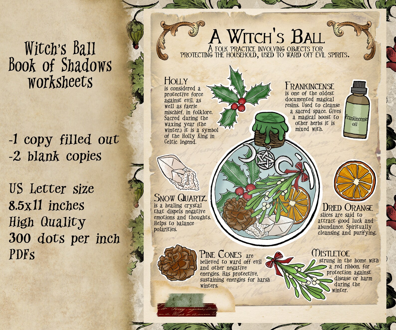 Savoring Rituals Worksheet Witch's Ball Ritual Worksheet Printable / Printable Grimoire / Book of ...