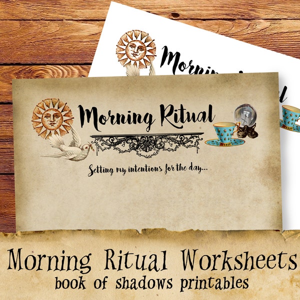 Morning Ritual Worksheets for Book of Shadows / Grimoire Pages Download / Spell book Printable / PDF