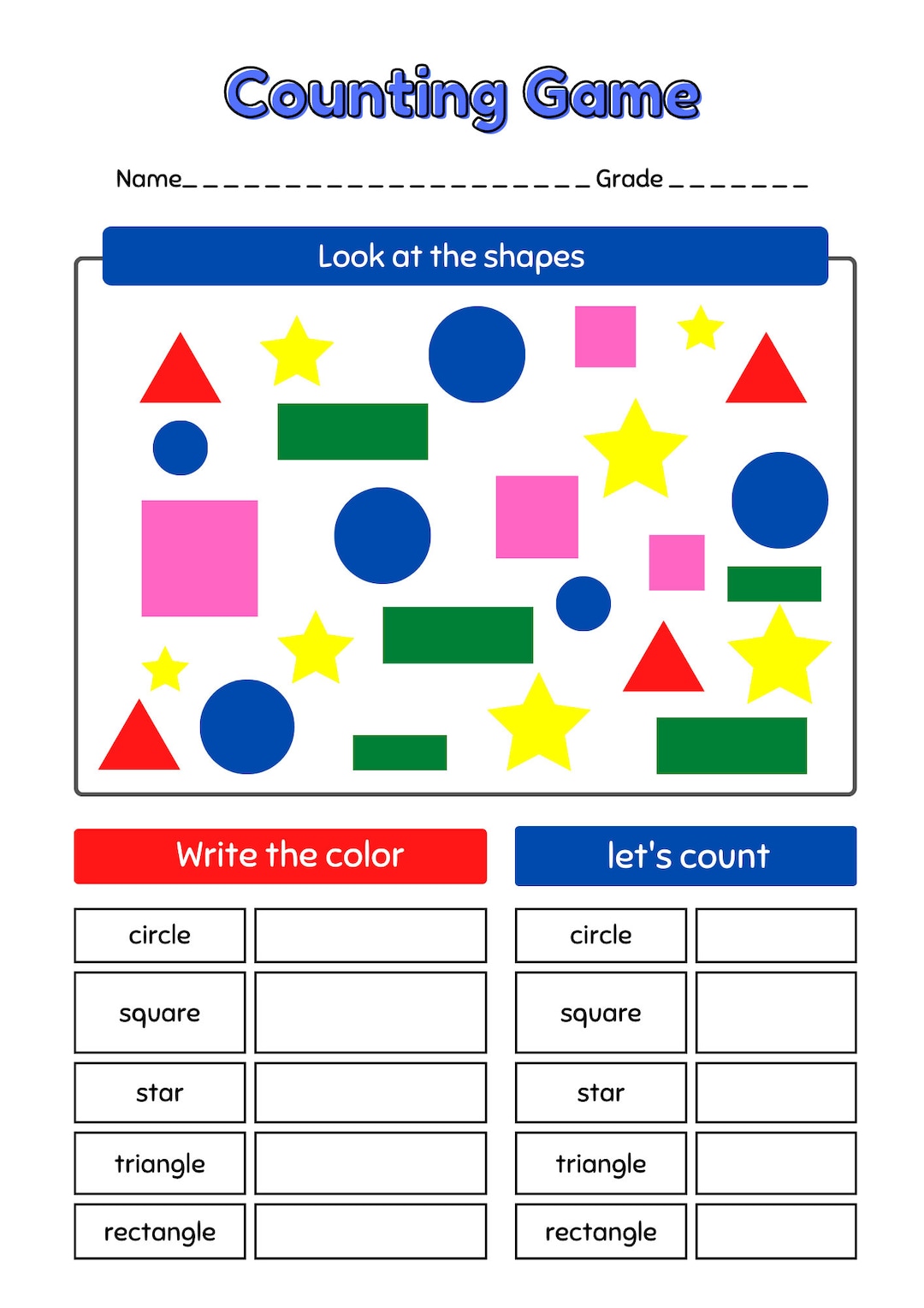 Counting Shapes Game - Etsy