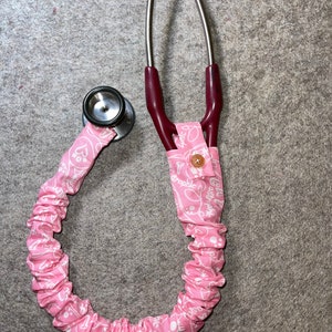 Stethoscope Scrunchie Cover - Pink Cat-a-strophic Cat Pattern