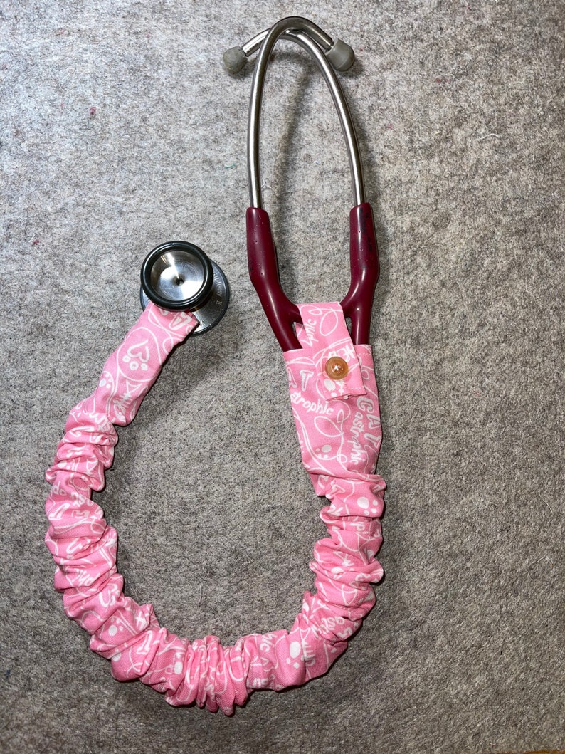 Pink Cat-a-strophic Cat Pattern Stethoscope Scrunchie Cover