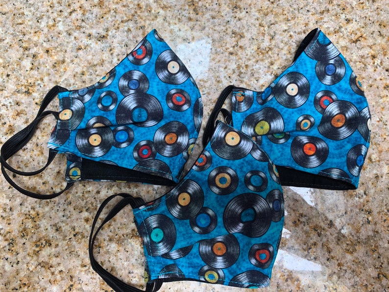 vintage vinyl record print face mask available in mens and