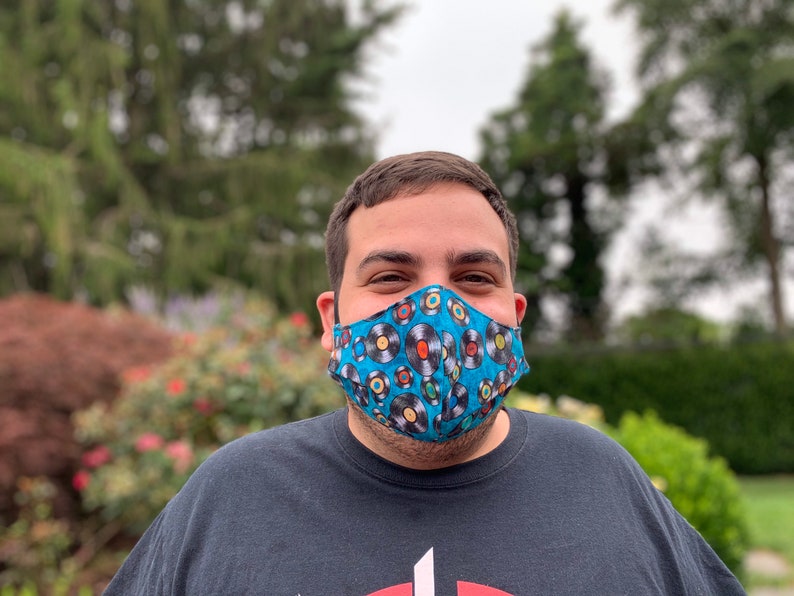 vintage vinyl record print face mask available in mens and